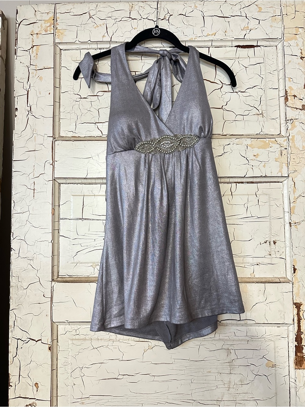 Vanity Silver Metallic Halter Top